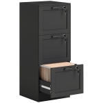 HOMCOM 3-Drawer Filing Cabinet with Lock - Black