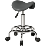 HOMCOM Salon Saddle Stool, Rolling Saddle Chair for Massage, Spa, Clinic, Beauty, Hairdressing and Tattoo, Grey