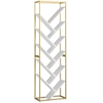 HOMCOM 10 Shelf Modern-Style Bookshelf - Gold Tone/White