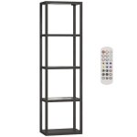 HOMCOM RGB lampa podłogowa z szklanymi półkami, sterowana pilotem, synchronizacja z muzyką, czarna