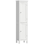 kleankin Tall Bathroom Storage Unit, Slim Bathroom Cabinet with Adjustable Shelves and Double Door, White