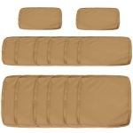 Outsunny Set of 14 Replacement Cushion Covers for Garden Sofa - 6 Seat Cushion Covers, 8 Back Cushion Covers - Brown