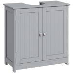 kleankin Under Sink Bathroom Cabinet, Freestanding Under Sink Cabinet with 2 Doors and Adjustable Shelf for Basin without or with Pedestal, Grey