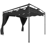 Outsunny Pergola Ogrodowa 3x3 m Wodoodporna Ochrona Przed Słońcem z Regulowanym Baldachimem i Zasłonami, Wolnostojąca