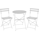 Set bistrot 2 personnes - Table ronde pliante 60 cm + 2 chaises - Acier thermolaqué - Gris