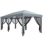 Outsunny Tenda Dobrável 585x295x270 cm Tenda de Jardim com 6 Mosquiteiros Bolsa de Transporte e Estrutura de Aço Cinza
