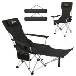 Outsunny Lot de 2 chaises de camping pliante inclinable avec repose-pieds, sac de rangement, porte-gobelet et appui-tête, noir