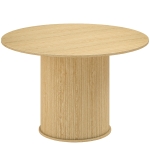 HOMCOM Mesa de comedor redonda para 5 personas, Ø 120 x 76 cm, mesa de cocina con base cilíndrica acanalada, madera natural