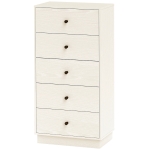 HOMCOM Commode 5 tiroirs, meuble de rangement haut et étroit, style moderne pour chambre à coucher, salon - 47x29x95cm, crème