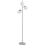 HOMCOM 3-Light Tree Floor Lamps for Living Room, Modern Standing Lamp for Bedroom with Globe Lampshade, 3000K/4000K/6000K Colour Temperatures, Steel Base, Silver Tone