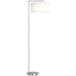 HOMCOM Floor Lamp, Modern Standing Lamp with Linen Lampshade, Round Base for Living Room, Bedroom, Dining Room, 153cm, Silver Tone