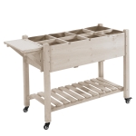 Outsunny Fioriera da Esterno a 8 Sezioni con Ripiano Laterale e Mensola in Legno di Abete, 123x54x87 cm, Legno