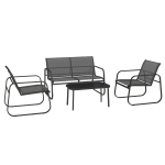 Outsunny 4 Pieces Garden Furniture Set with Two Armchairs, Love Seat, Coffee Table, Outdoor Sectional Furniture Conversation Sofa Set with Tempered Glass Top Table, Black