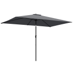 Outsunny Umbrelă dreptunghiulară de grădină 3x2 m cu manivelă, din metal și poliester, gri închis