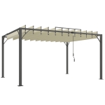 Outsunny Pérgola 390x2 para Jardim com Desenho de Lâminas Superiores Giratórias até 135° Proteção UV 50+ para Pátio Terraço Creme