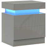 HOMCOM Mesa de Cabeceira com Luz LED Painel de Alto Brilho 2 Gavetas e Controlo Remoto para Dormitório 45x35x52 cm Cinzento