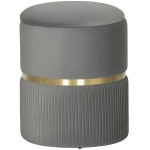 HOMCOM Velvet-Feel Storage Ottoman - Grey