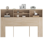 HOMCOM Tête de lit sur pied avec rangements, accessoire de lit 4 compartiments ouverts, 160 x 20,2 x 108,2 cm, bois naturel