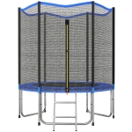 SPORTNOW Trampolino da Giardino con Rete di Protezione e Scala, Ø183 cm, Blu