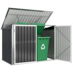 Outsunny Abrigo para Contentor de Lixo Duplo com Tampa Elevável e Portas Duplas 179,5x108x129,5 cm Cinzento Escuro