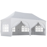 Outsunny Tenda Dobrável 6x3 m Pop-up com 4 Painéis Removíveis Altura Ajustável e Bolsa de Transporte Branco