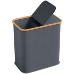 HOMCOM Panier à linge double pliable 80 L corbeille à linge sale avec couvercle, poignées rainurées, gris