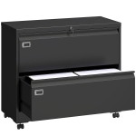 HOMCOM Szafka na dokumenty z 2 szufladami, zamykana, z regulowanym systemem zawieszek na teczki, 90 x 40 x 77,4 cm, czarna