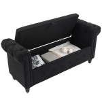 HOMCOM Banc banquette coffre 2 en 1 en tissu aspect lin avec pieds en bois 146,5 x 49 x 72 cm noir