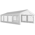 Outsunny Tenda para Festas 4x8 m Tenda de Jardim com Paredes Removíveis, Porta e Janelas UPF50+ Branco