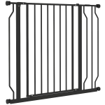 PawHut Barrière de sécurité barrière pour animal domestique longueur réglable sans perçage en acier et ABS 75-95 x 76 cm noir
