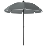 Outsunny Parasol de plage 1, m, parasol de jardin inclinaison avec ancrage au sable, hauteur réglable, sac de transport, gris foncé