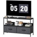 HOMCOM Meuble TV, meuble télé pour téléviseur jusqu'à 47 pouces avec 2 tiroirs et pieds en acier, 98 x 29 x 56 cm, gris foncé