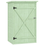 Outsunny Armário de Jardim em Madeira para Exterior com 2 Prateleiras e Telhado de Asfalto 75x56x115 cm Verde