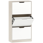 HOMCOM Sapateira de Madeira com 3 Compartimentos Abatíveis com Capacidade para 12 Pares 62,5x26x117,5 cm Branco e Madeira