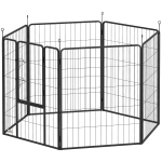 PawHut Parc pour chien, enclos chien 6 panneaux modulable et pliable, portable en acier avec porte 80 x 100 gris
