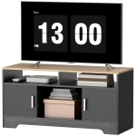 HOMCOM Meuble TV banc TV en bois avec 2 niches 2 armoires à porte une armoire ouverte 105 x 40 x 52 cm effet bois noir