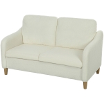 HOMCOM Canapé 2 places, canapé de salon en tissu bouclette avec coussins inclus, assise rembourrée, 137 x 69 x 82 cm, crème