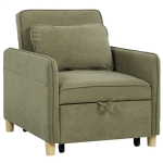 HOMCOM Poltrona Cama Individual 3 em 1 Sofá Cama Dobrável com Encosto Ajustável e Almofada para Sala 74x85,5x82 cm Verde Escuro