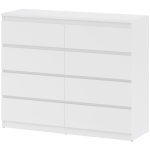 HOMCOM Commode 8 tiroirs meuble de rangement sans poignées design minimaliste 120 x 39 x 100 cm blanc
