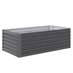 Outsunny Floreira Grande Exterior Retangular em Aço Galvanizado para Terraço com Base Aberta 180x90x57,5 cm Cinzento