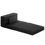 HOMCOM Fauteuil convertible 1 place fauteuil lit pliant, coussin inclus, pour invités, salon, petit espace, charge 120 kg, noir
