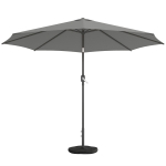 Outsunny Parasol de jardin extérieur rond Ø 3 x 2,5 m parasol droit inclinable Base et Poids Sable, nervure rétractable, Gris Foncé