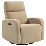 HOMCOM Poltrona Relax Reclinável Elétrica com Duplo Motor Giratória e Baloiço com Encosto de Cabeça Ajustável Portos USB e USB-C Bege