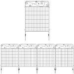 Outsunny Cercas de Jardim de 4 Painéis 88x110 cm Cercas de Jardim Metálicas Cercas Decorativas com Ângulo Ajustável Preto