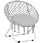 Outsunny Loveuse fauteuil rond de jardin fauteuil lune papasan pliable grand confort macramé coton polyester gris