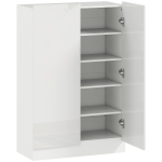 HOMCOM Sapateira para Entrada com Prateleiras Ajustáveis para 20 Pares de Sapatos 72x34,5x103 cm Branco Brilhante