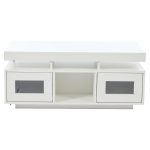 Tavolino da salotto a LED RGB con spazio portaoggetti aperto e chiuso, 100x50x43 cm, Bianco