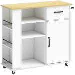 HOMCOM Carrello da Cucina con Cassetto, Armadietto e Ripiano Regolabile, 96.5x38x 87 cm, Bianco
