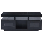 Tavolino da salotto a LED RGB con spazio portaoggetti aperto e chiuso, 100x50x43 cm, Nero