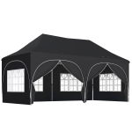 Outsunny 3 x 6m Pop Up Gazebo Shelter with Sides, 6 Sandbags, Peak Top Garden Party Tent Marquee with Carry Bag, Black